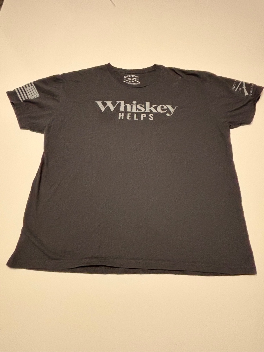 Mens Black Grunt Style Whiskey Helps T-Shirt Size XXL